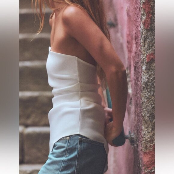 ZARA RUCHED ASYMMETRIC TOP - Picture 1 of 6